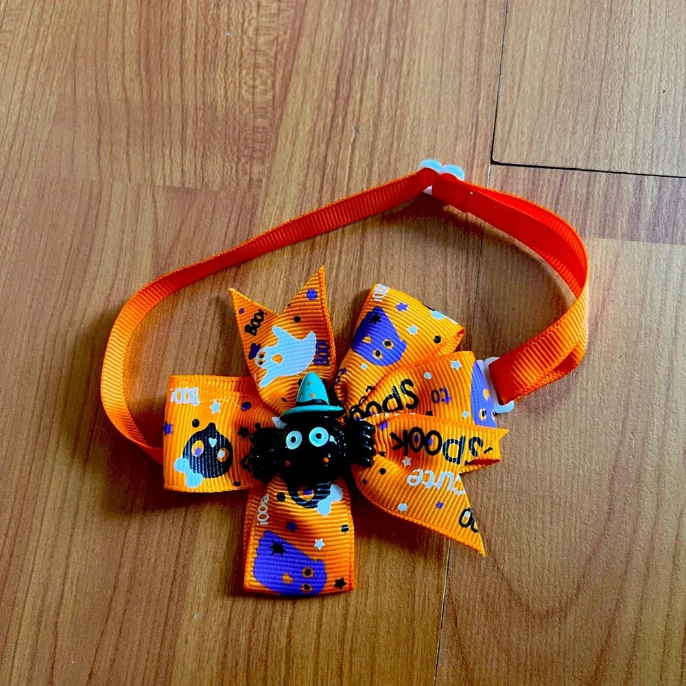 Halloween spooky spider bow cat/dog collar